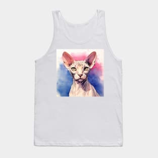 Watercolor Sphynx Cat Design Tank Top